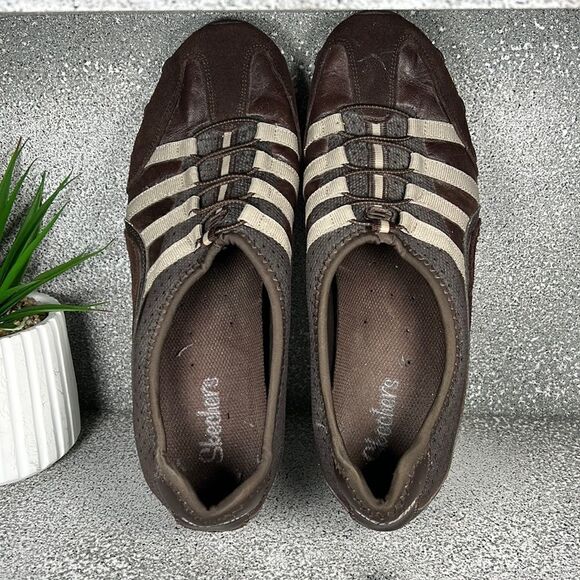 Sketchers Bikers Dream Come True Brown Leather Shoes Slip Ons Size 11 - Picture 7 of 7
